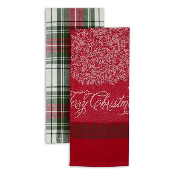Christmas & other Holiday Season Set of 3 Kitchen Towels size 18X28 Inch PLUSH HOME 100% Cotton Highly Absorbent Friendly & Safe Dish towel/Dish cloth size 18X28 Inch Indigo Christmas design Eco for Thanks Giving 